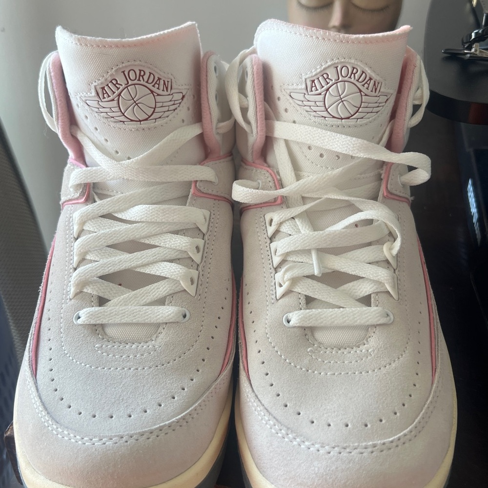 Jordan Cream and Pink Athletic Shoes with Classic Silhouette